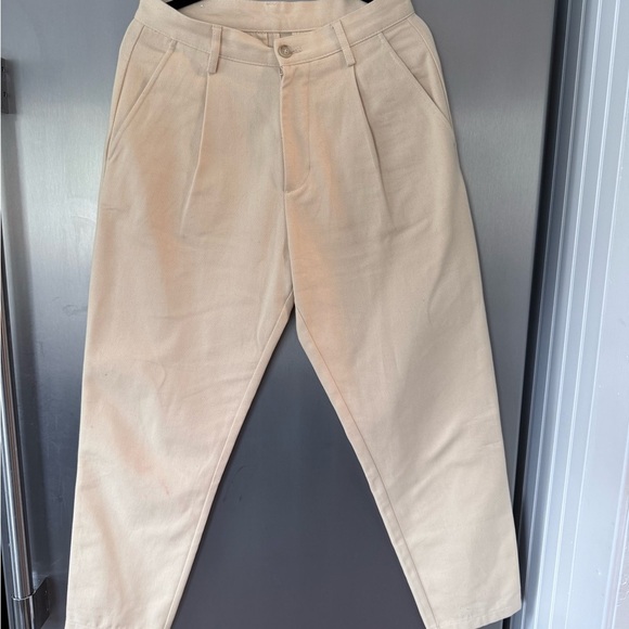 Zara Cream carrot Chinos Relaxed Fit High-Waisted - Picture 1 of 6
